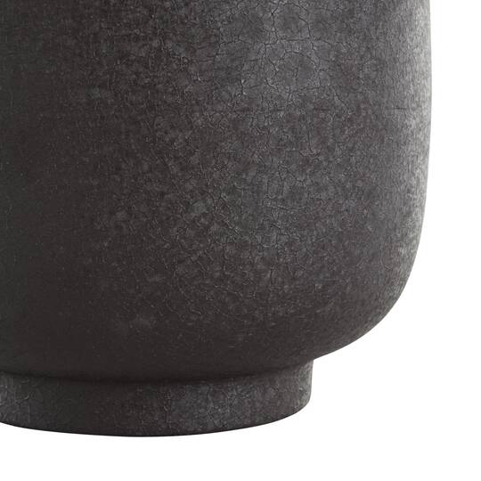 12" Black Textured Rounded Metal Vase